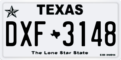 TX license plate DXF3148