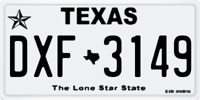 TX license plate DXF3149
