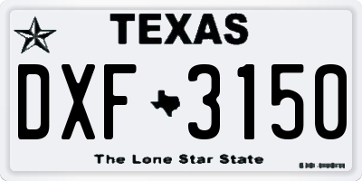 TX license plate DXF3150