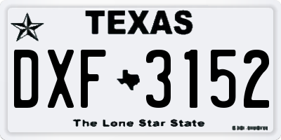TX license plate DXF3152