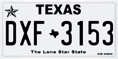 TX license plate DXF3153