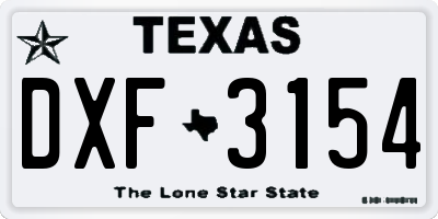 TX license plate DXF3154