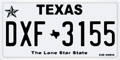 TX license plate DXF3155