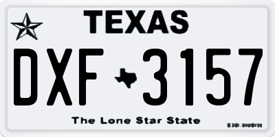 TX license plate DXF3157