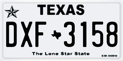 TX license plate DXF3158