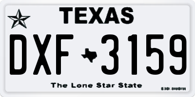 TX license plate DXF3159