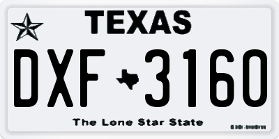 TX license plate DXF3160