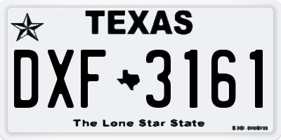 TX license plate DXF3161