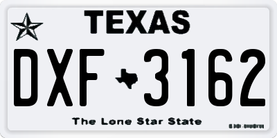 TX license plate DXF3162