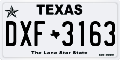 TX license plate DXF3163