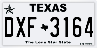 TX license plate DXF3164