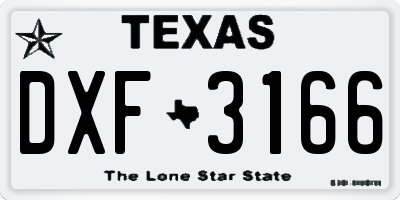 TX license plate DXF3166
