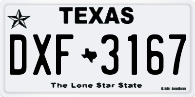 TX license plate DXF3167