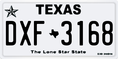 TX license plate DXF3168