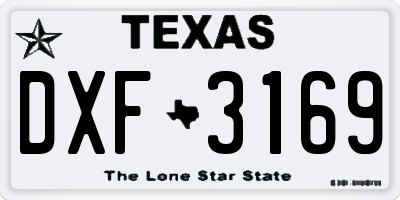 TX license plate DXF3169