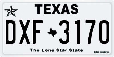 TX license plate DXF3170