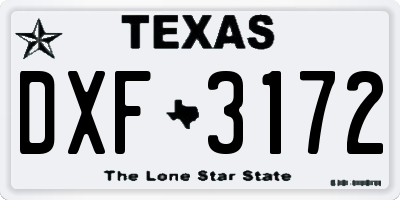 TX license plate DXF3172