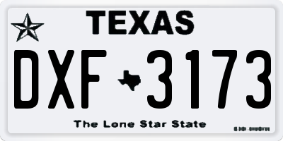TX license plate DXF3173