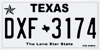 TX license plate DXF3174