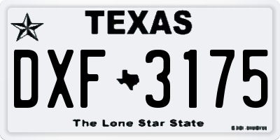 TX license plate DXF3175