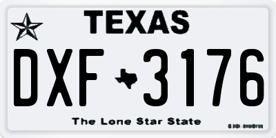 TX license plate DXF3176