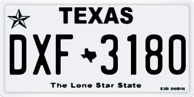 TX license plate DXF3180