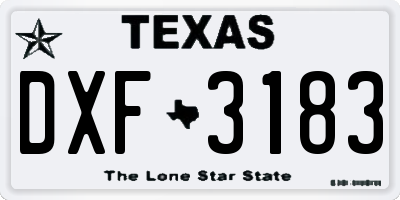 TX license plate DXF3183