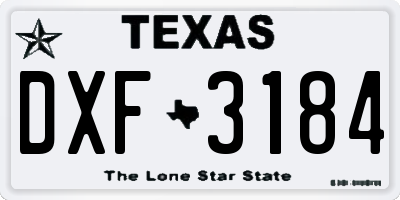 TX license plate DXF3184