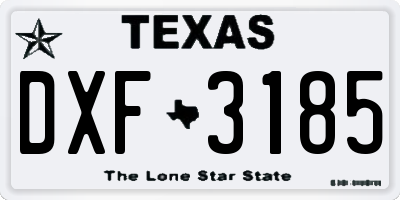 TX license plate DXF3185