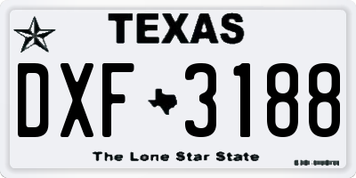 TX license plate DXF3188