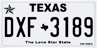 TX license plate DXF3189