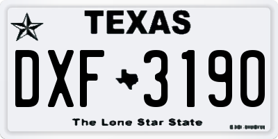 TX license plate DXF3190