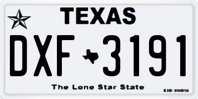 TX license plate DXF3191