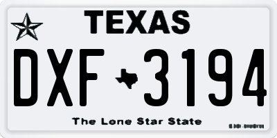 TX license plate DXF3194