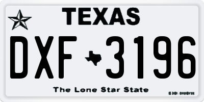 TX license plate DXF3196