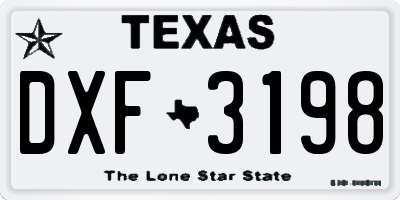 TX license plate DXF3198
