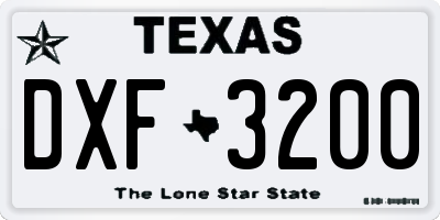 TX license plate DXF3200
