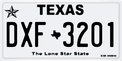 TX license plate DXF3201