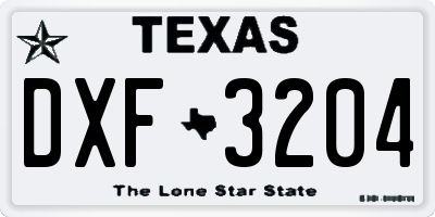TX license plate DXF3204