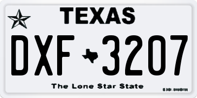 TX license plate DXF3207