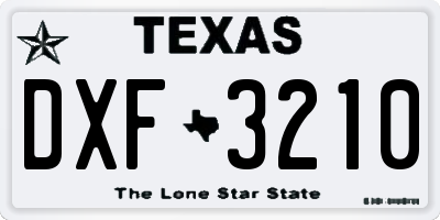 TX license plate DXF3210