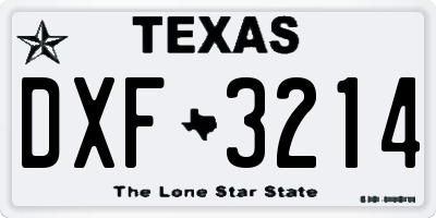 TX license plate DXF3214