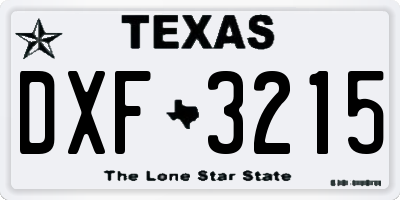 TX license plate DXF3215