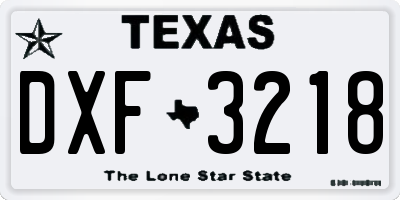 TX license plate DXF3218