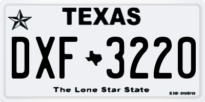 TX license plate DXF3220