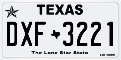 TX license plate DXF3221