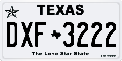 TX license plate DXF3222