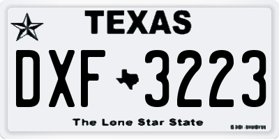 TX license plate DXF3223