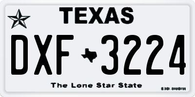 TX license plate DXF3224