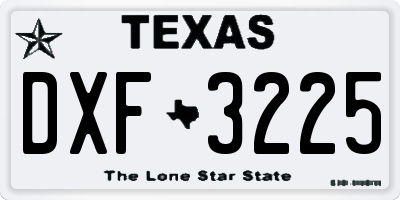 TX license plate DXF3225